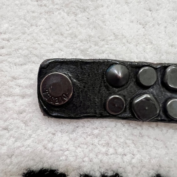 Vintage DIESEL Dark Brown Double Line Studs Button Closure Leather Bracelet - Picture 7 of 8